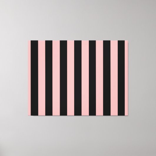Black & Coral Pink Striped Canvas Wall Art (Voorkant)