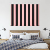 Black & Coral Pink Striped Canvas Wall Art Afdruk (Insitu (Slaapkamer))