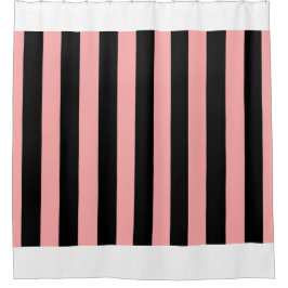 Black & Coral Pink Striped Shower Curtain Douchegordijn