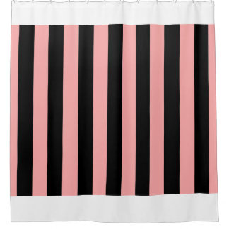Black & Coral Pink Striped Shower Curtain Douchegordijn