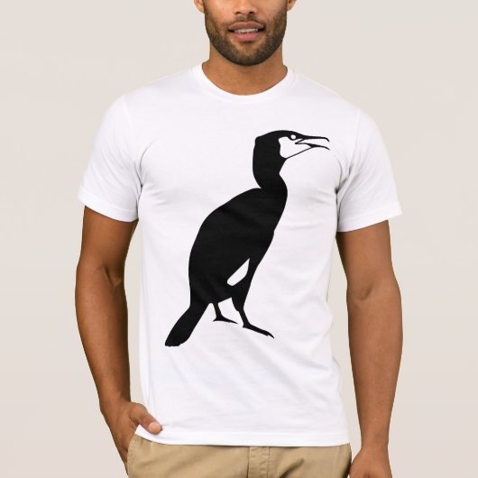 Black Cormorant Bird T-shirt (Voorkant)
