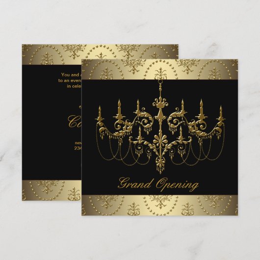 Black Corporate Business Grand Opening Party Kaart (Voorkant / Achterkant)