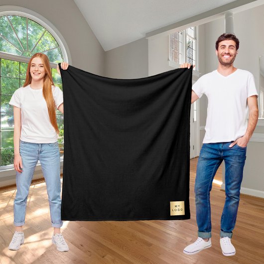 Black corporate logo custom company gift fleece deken