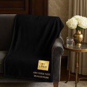 Black corporate logo custom company gift text fleece deken