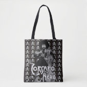 BLACK CORSAIR Black White Pirate Flag Skull Swords Tote Bag (Voorkant)