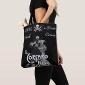 BLACK CORSAIR Pirate Flag Skull en Crossed Swords Tote Bag (Dichtbij)