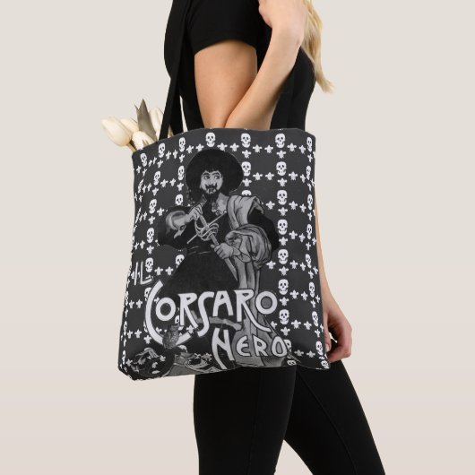 BLACK CORSAIR Pirate Flag Skull en Fleur de Lis Tote Bag (Dichtbij)
