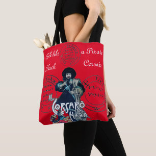 BLACK CORSAIR Pirate Treasure Maps, rood Tote Bag