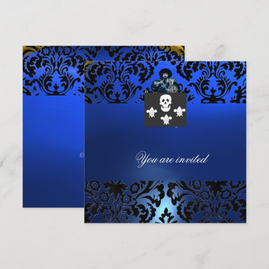 BLACK CORSAIR SKULL & FLEUR DE LIS MONOGRAM blue Kaart (Voorkant / Achterkant)
