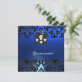 BLACK CORSAIR SKULL & FLEUR DE LIS MONOGRAM blue Kaart (Staand voorkant)