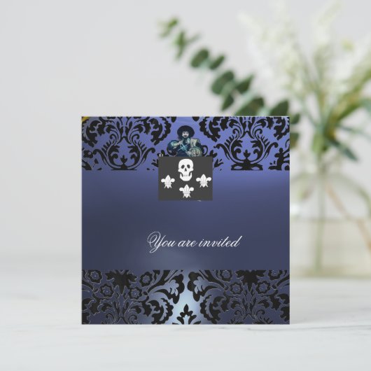 BLACK CORSAIR SKULL & FLEUR DE LIS MONOGRAM blue Kaart (Staand voorkant)