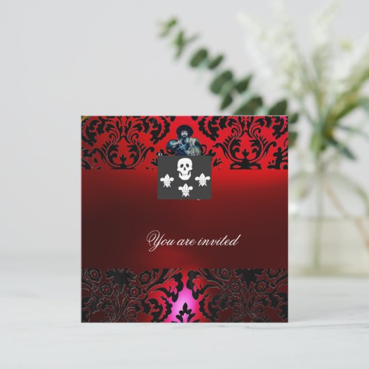 BLACK CORSAIR SKULL & FLEUR DE LIS MONOGRAM red Kaart (Staand voorkant)