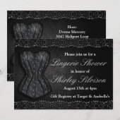 Black Corset Lingerie Bridal Shower-uitnodiging Kaart (Voorkant / Achterkant)