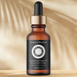 Black cosmetics dropper bottle label with logo