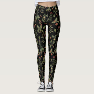 Black Cottagecore Herb Leggings