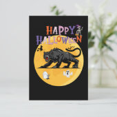 black cougar on halloween night invitation card (Staand voorkant)
