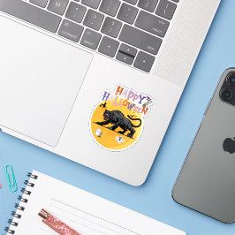 black cougar on halloween night sticker