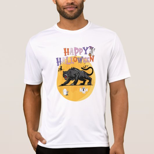 black cougar on halloween night t-shirt (Voorkant)