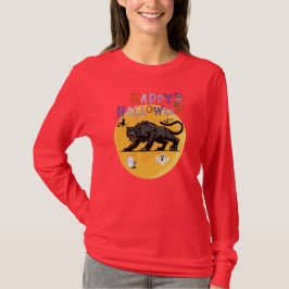 black cougar on halloween night t-shirt