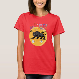 black cougar on halloween night t-shirt
