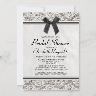 Black Country Lace Bridal Shower-uitnodigingen Kaart