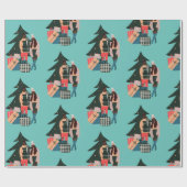 Black Couple First Kerstmis Cadeaupapier (Vlak)