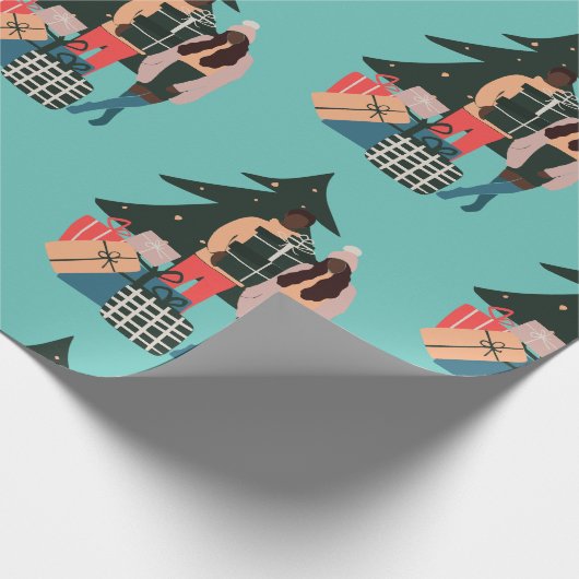 Black Couple First Kerstmis Cadeaupapier (Hoek)