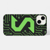 “Black Cover with Neon Green Lines Trendy iPhone Hoesje (Achterkant horizontaal)