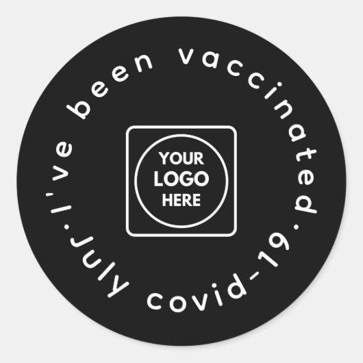 Black Covid-19-Sticker | Aangepaste zakelijke logo Ronde Sticker (Voorkant)