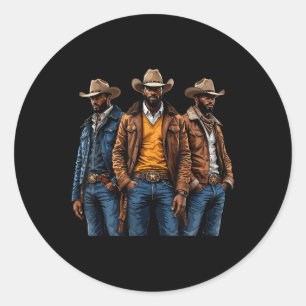 Black Cowboy Afro-Amerikaanse Western Rodeo Melani Ronde Sticker