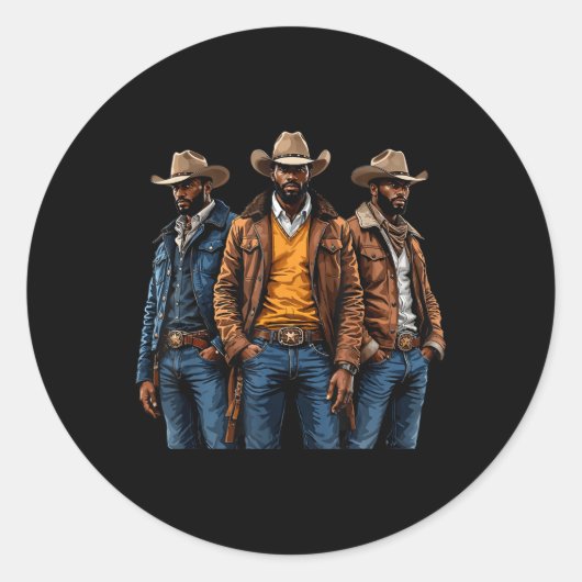 Black Cowboy Afro-Amerikaanse Western Rodeo Melani Ronde Sticker (Voorkant)
