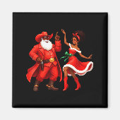 Black Cowboy And Santa Cowgirl Christmas Western X Magneet (Voorkant)