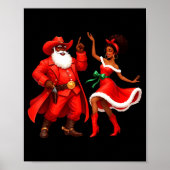 Black Cowboy And Santa Cowgirl Christmas Western X Poster (Voorkant)