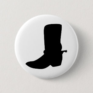 Black Cowboy Boot met Spurs Ronde Button 5,7 Cm