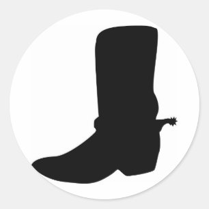 Black Cowboy Boot met Spurs Ronde Sticker