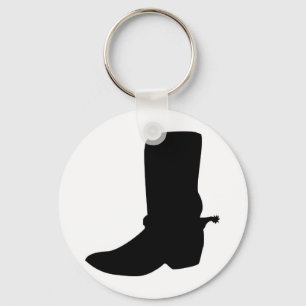 Black Cowboy Boot met Spurs Sleutelhanger