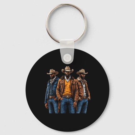 Black Cowboy Melanin Afro-Amerikaanse Western Rode Sleutelhanger (Voorkant)