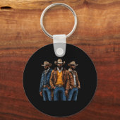 Black Cowboy Melanin Afro-Amerikaanse Western Rode Sleutelhanger (Voorkant)