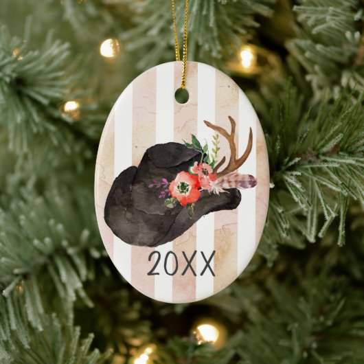 Black Cowboy Pet Keepomwille Jaar Keramisch Ornament (Boom)