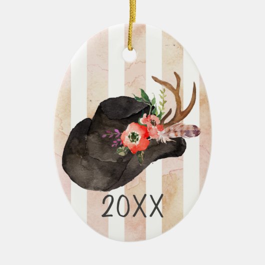 Black Cowboy Pet Keepomwille Jaar Keramisch Ornament (Voorkant)