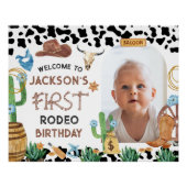 Black Cowboy Rodeo 1st Birthday Welcome Sign Perfect Poster (Voorkant)