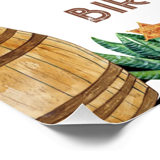 Black Cowboy Rodeo 1st Birthday Welcome Sign Perfect Poster (Hoek)