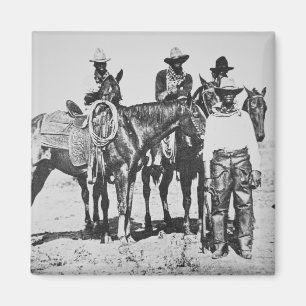 Black Cowboys at Bonham, Texas, c.1890 (b/w foto) Magneet