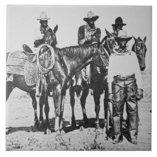 Black Cowboys at Bonham, Texas, c.1890 (b/w foto) Tegeltje