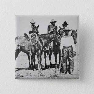 Black Cowboys at Bonham, Texas, c.1890 (b/w foto) Vierkante Button 5,1 Cm