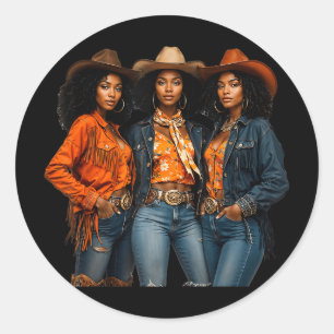Black Cowgirl Melanin Afro-Amerikaanse Westerne st Ronde Sticker