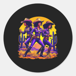 Black Cowgirl Texas Western Rodeo Melanin Black Hi Ronde Sticker