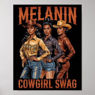 Black Cowgirl Vibes Melanin Black Geschiedenis Ned Poster
