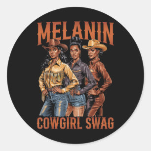 Black Cowgirl Vibes Melanin Black Geschiedenis Ned Ronde Sticker