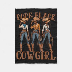 Black Cowgirl Western Country Rodeo Melanin Zwart Fleece Deken